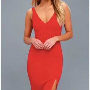 Iconic Moment Red Bodycon Midi Dress
